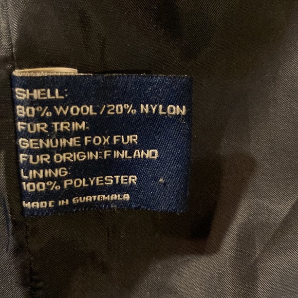 Mackintosh Navy Wool Jacket Coat With Fox Trimmed Hood - Picture 3 of 7